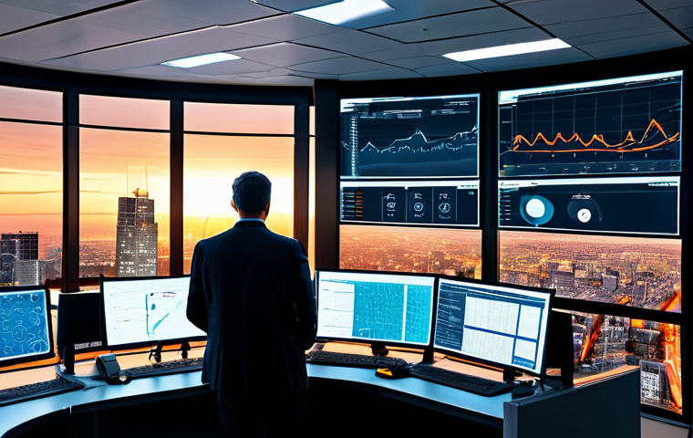 Smart City Management**

"A bustling cityscape at sunset, showcasing a central control room with data dashboards visualizing optimized energy consumption and public transportation flow. Engineers and data scientists are working collaboratively, analyzing real-time information.  Clean, modern aesthetics, fully clothed, appropriate attire, safe for work, perfect anatomy, natural proportions, professional photography, high quality, family-friendly."

**