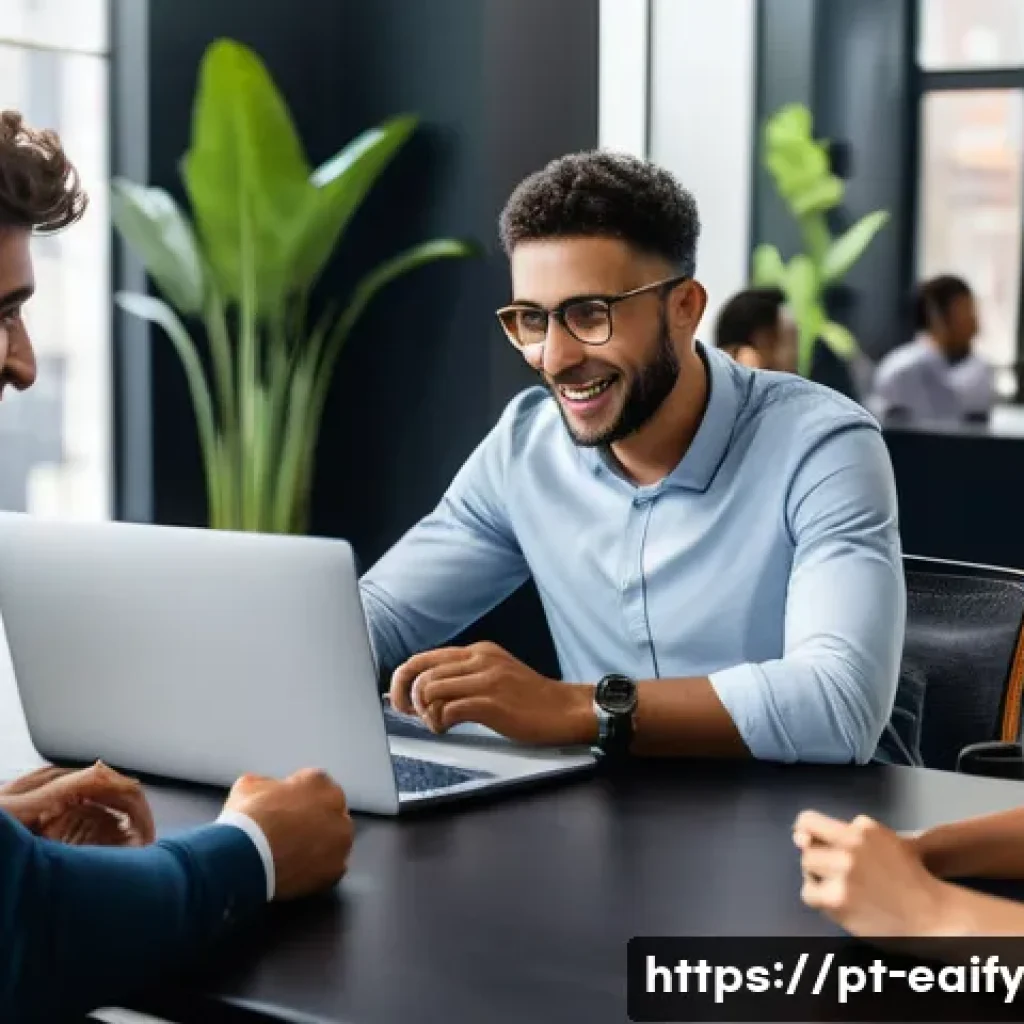 자기 교정 학습 프로세스와 감정 지능의 연결 - A diverse group of young Brazilian professionals in a modern office setting, engaging in an emotiona...