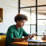 Home 22 자기 교정 학습 프로세스에서 다양한 학습 스타일 이해하기 - A cozy modern study room in São Paulo, Brazil, featuring a young adult student using a digital table...