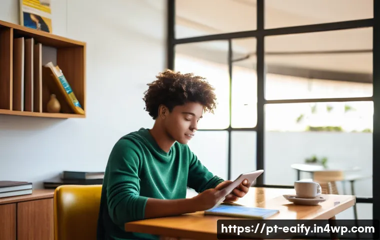 자기 교정 학습 프로세스에서 다양한 학습 스타일 이해하기 - A cozy modern study room in São Paulo, Brazil, featuring a young adult student using a digital table...