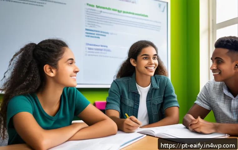 자기 교정 학습 프로세스에 대한 사례 기반 학습 - A modern classroom scene in Brazil with diverse young adult students actively engaging in a case-bas...