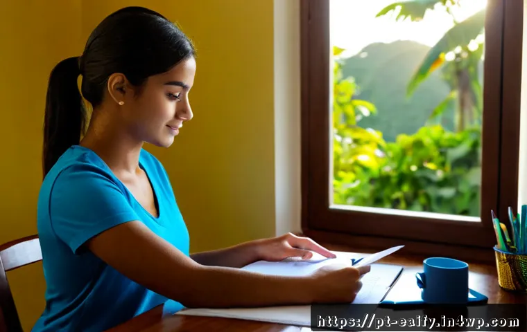 Home 30 자기 교정 학습 프로세스의 효과를 높이는 방법 - Photorealistic Brazilian university student at a tidy home study desk, reviewing handwritten practic...
